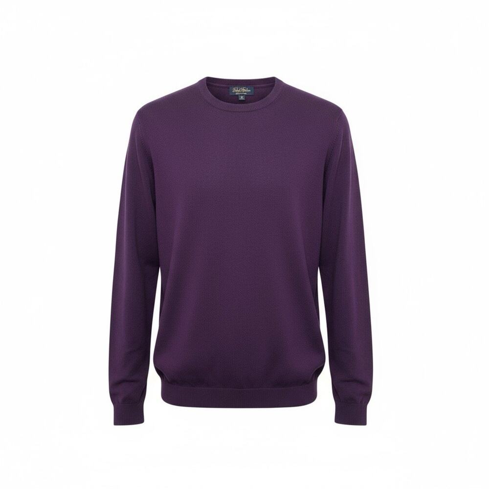 Brooks Brothers Sweater Mens XLarge Purple Saxxon Wool Crew Neck Career Casual - Picture 2 of 7